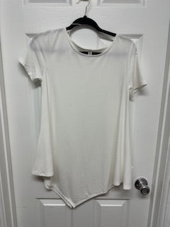 Zenana White V front Shirt