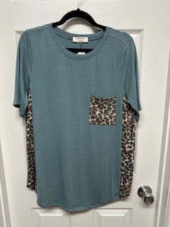 Zenana Teal Leopard Pring Shirt